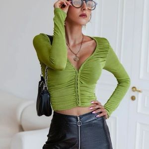 Shein Green hook and eye crop top